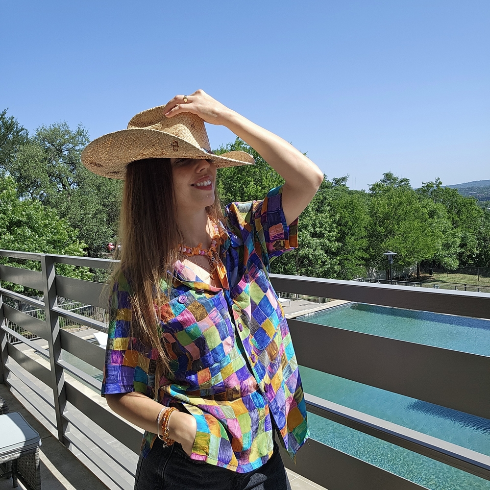 Doncaster Multicolor Patchwork Button Down Shirt - image 1